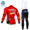 Set Fietsshirt Lange Mouw + Lange Koersbroek 2022 Bahrain Victorious Winter Thermal Fleece Rood